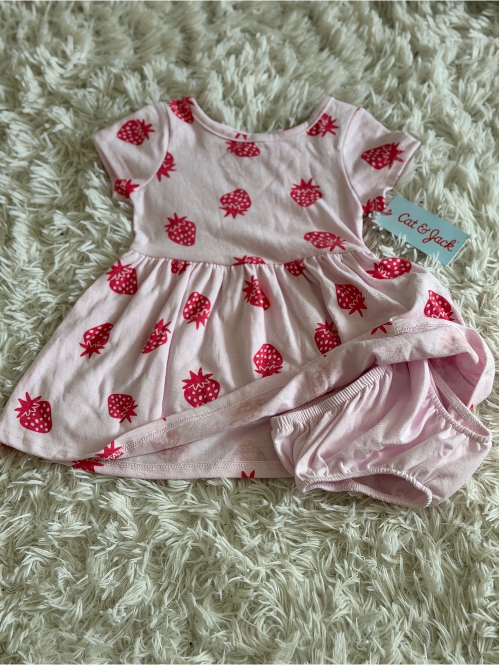 Cat & Jack Pink Strawberry Print Dress NWT
